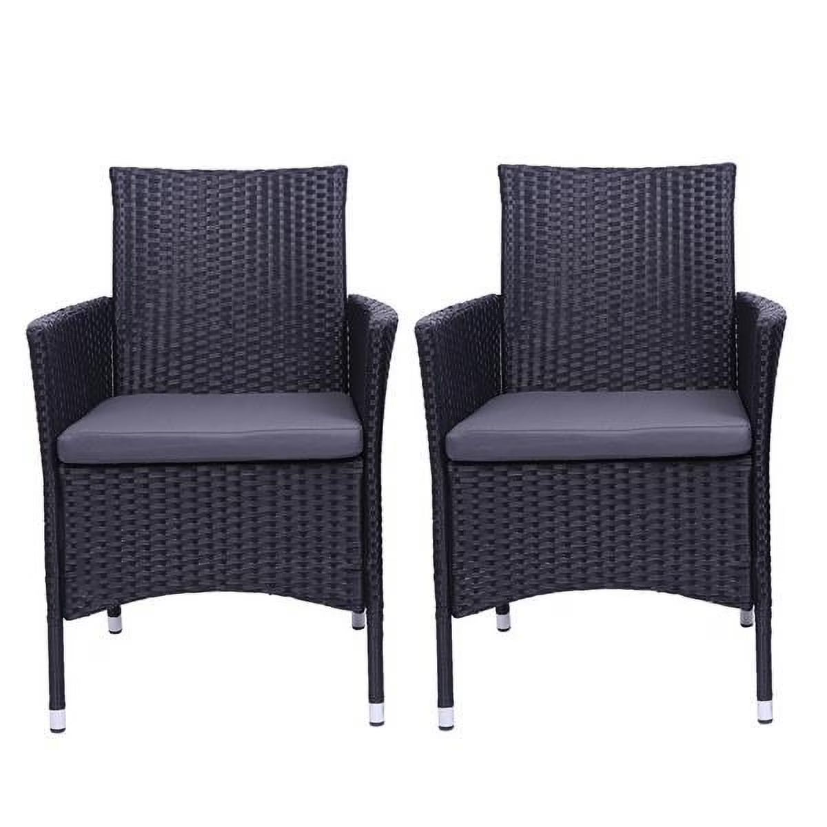 Black Rattan Single Backrest Chairs Outdoor Patio Furniture B921788