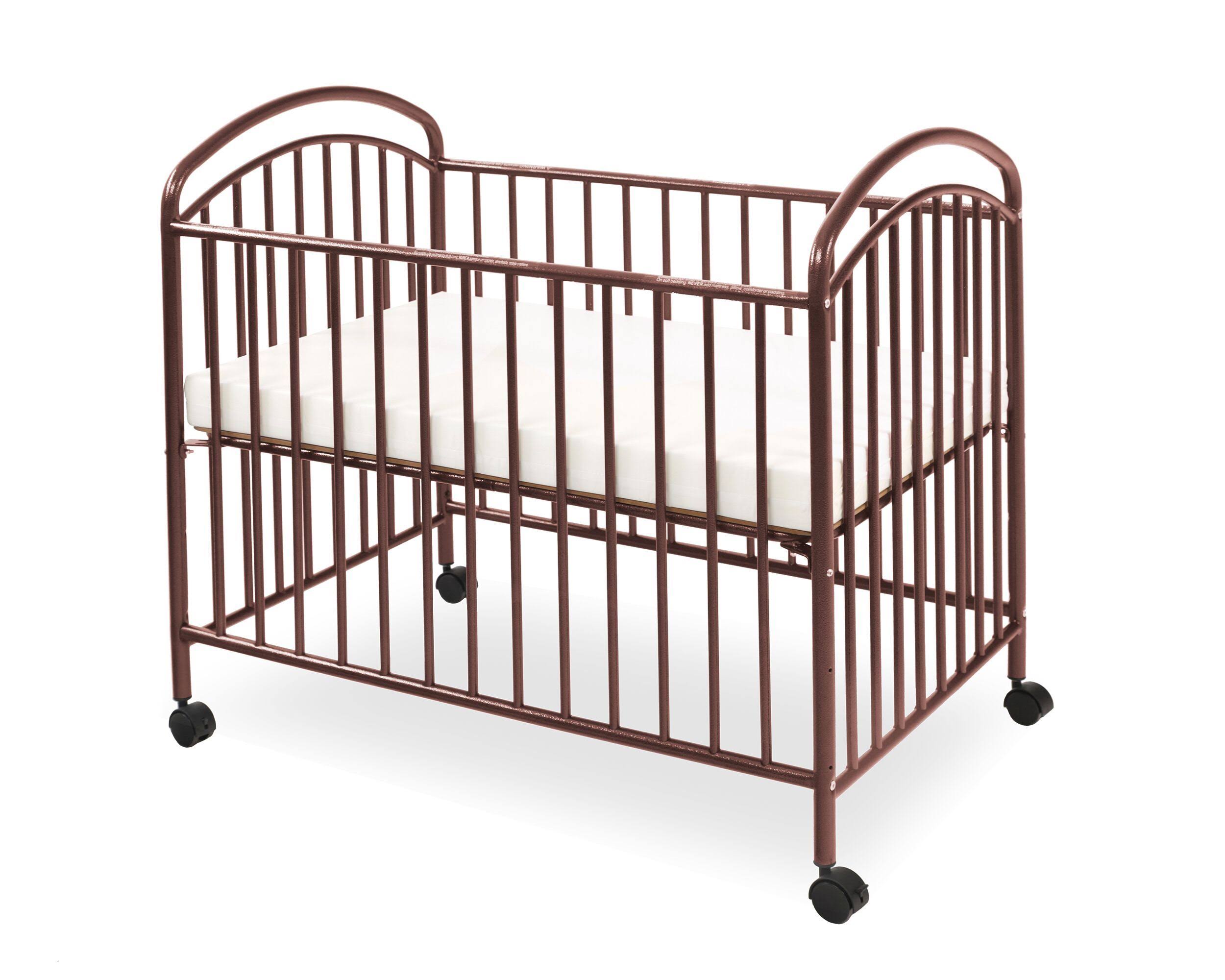 Dark Brown Grid Metal Crib with Adjustable Mattress Height R798163