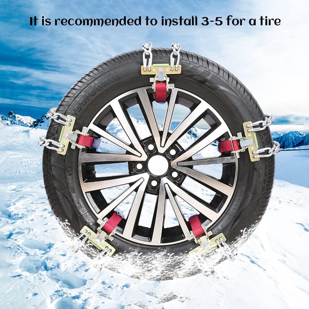 Snow Chains for Car, Anti Slip, Tire Width 165-275mm, Heavy Duty, Pack of 2 U848267