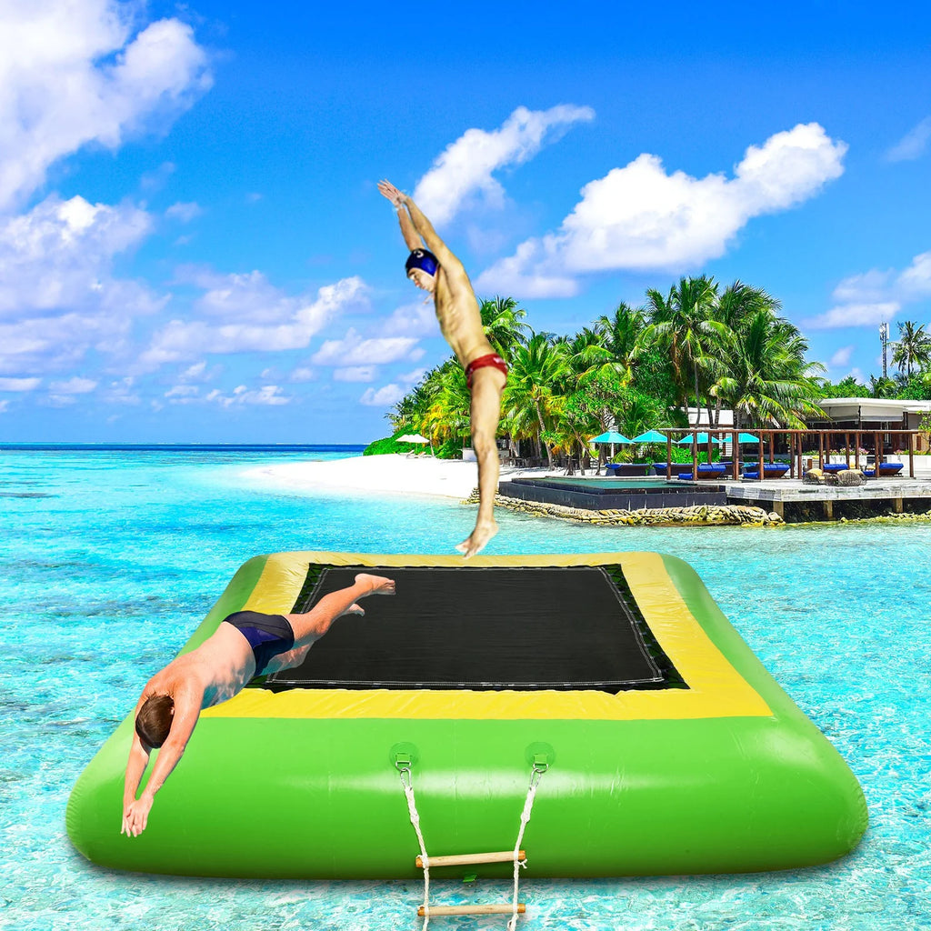 10Ft Inflatable Trampoline Bounce Swim Platform Q485