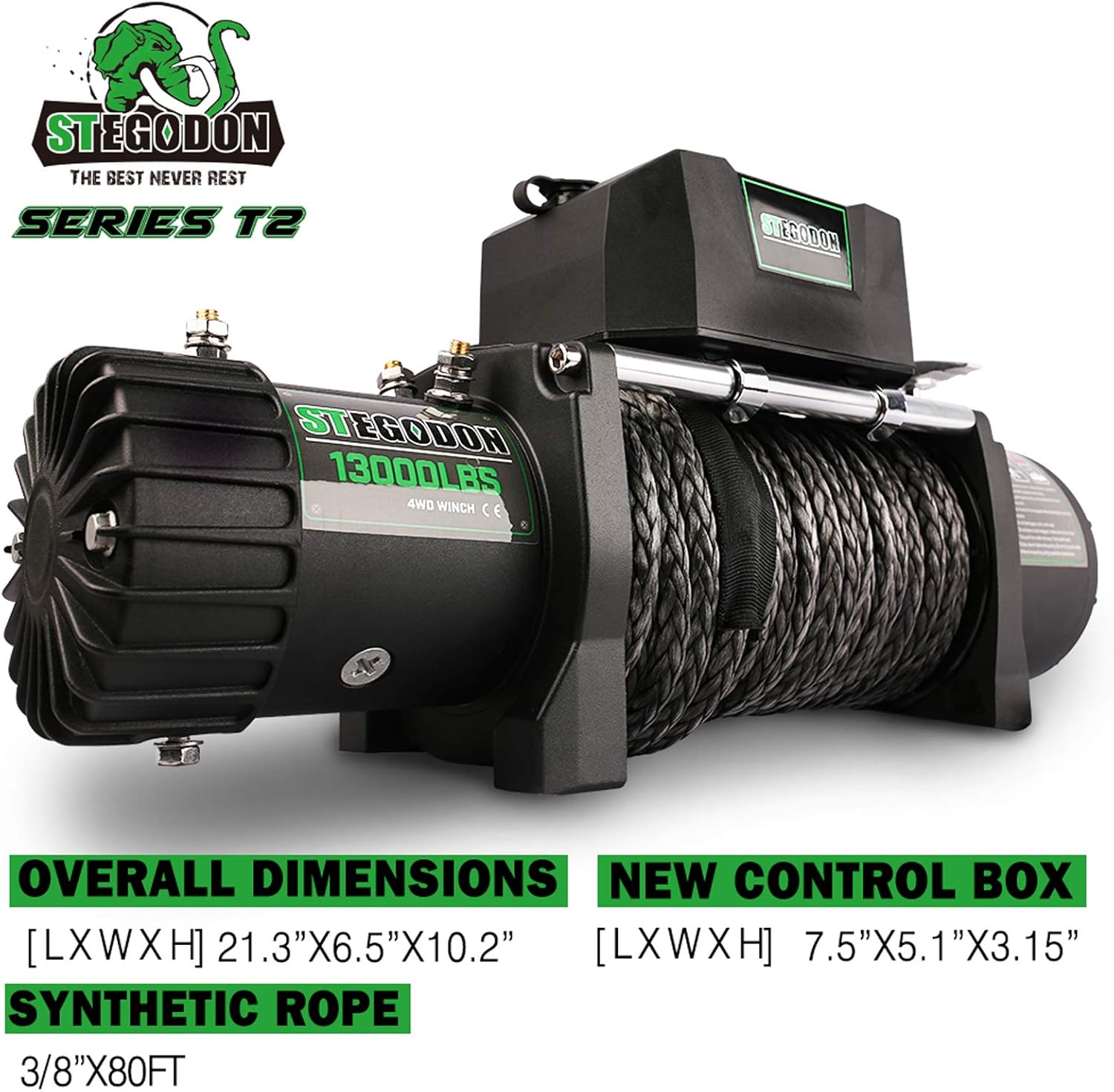 13000 lb. Load Capacity 12V Synthetic Rope Electric Winch with Hawse Fairlead E971