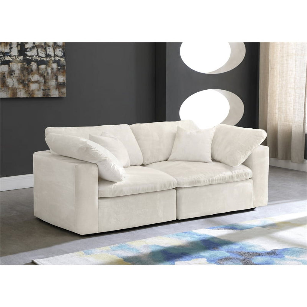 Cream Velvet Modular 2 Piece Loveseat O855722