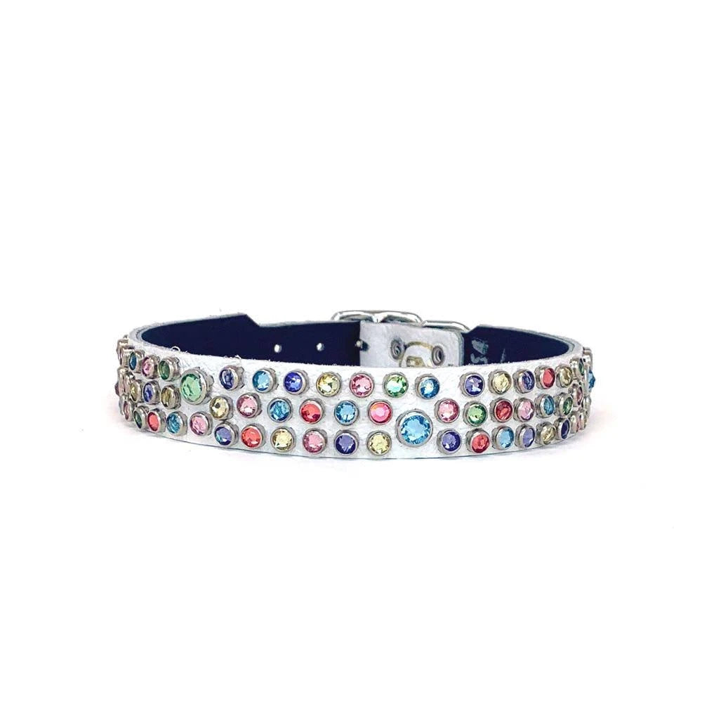 White Leather Dog Collar Size 16 Y508903