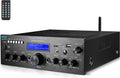 Pyle Compact Bluetooth Stereo Amplifier 200 Watt Desktop Audio Power Amp Receiver with FM Radio, MP3/USB/SD Readers, Digital LCD Display, Microphone Input J791