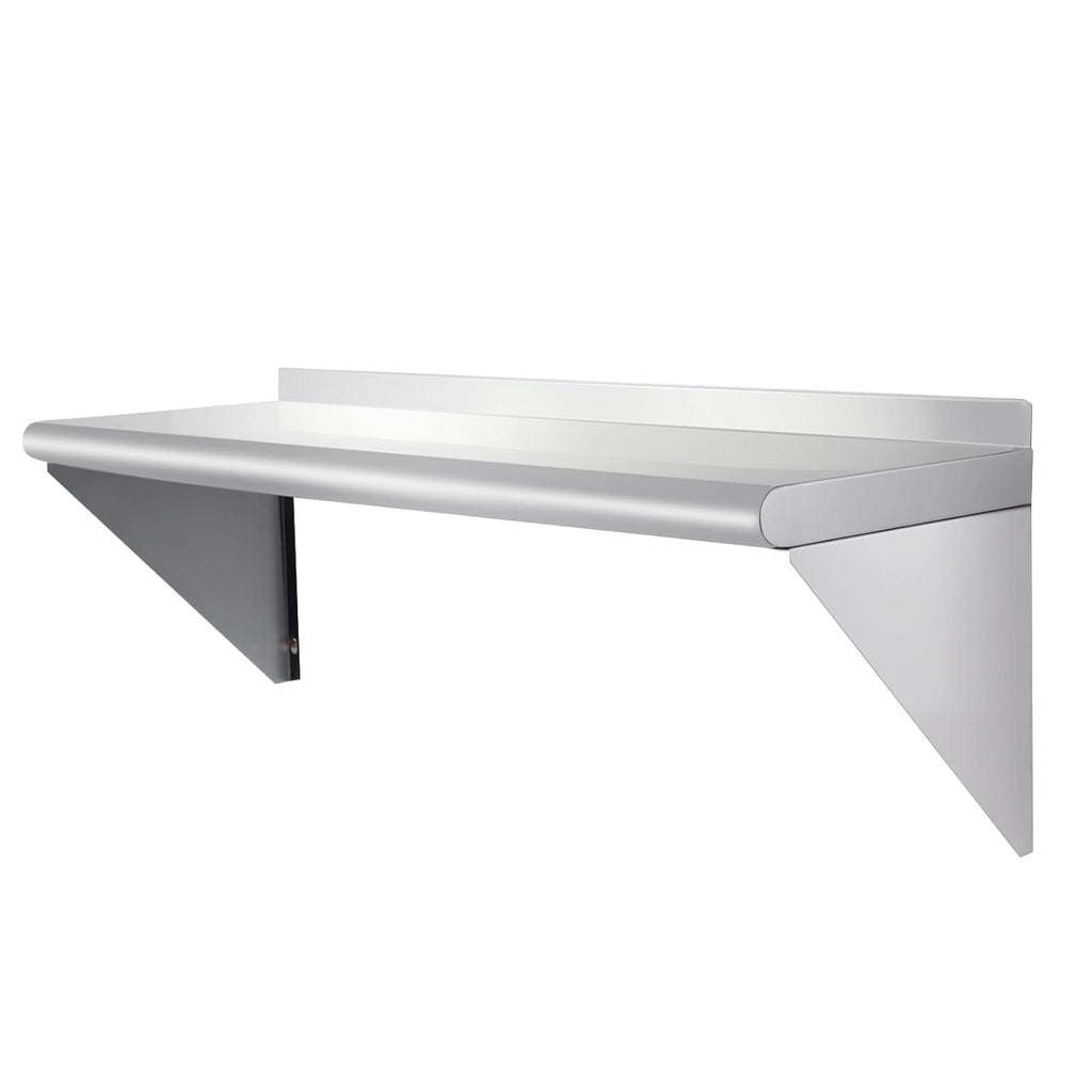 Stainless Steel Wall Mount Shelves, Set of 2, 48 x 12 Inch E588578