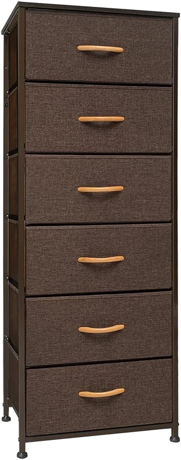 6 Drawers Vertical Dresser Storage Tower with Fabric Bins O9989