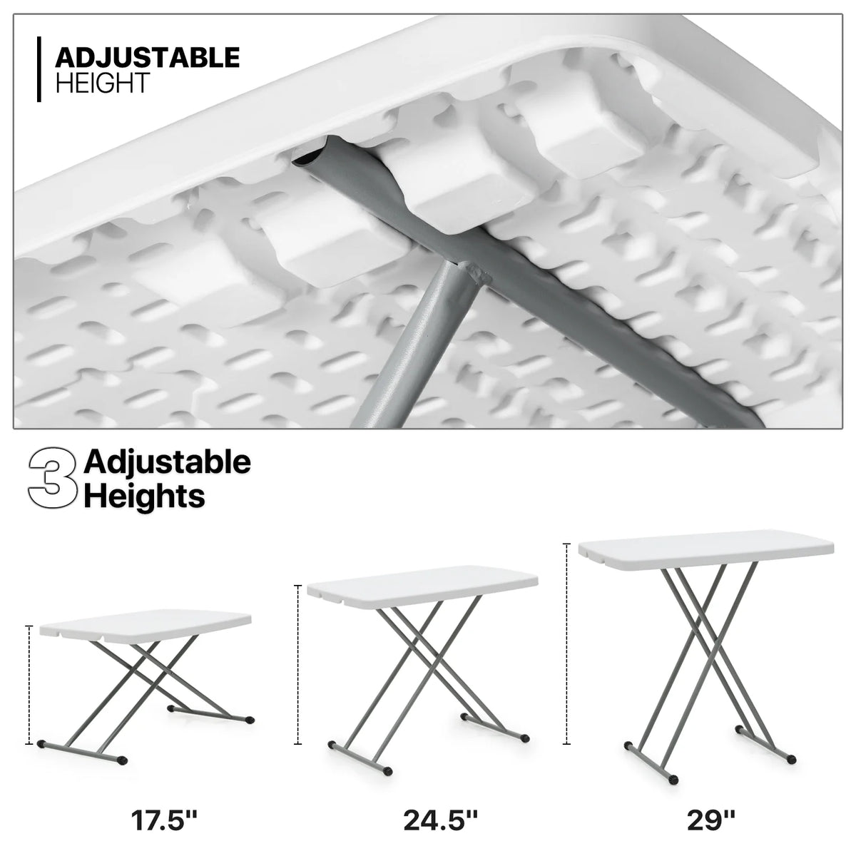 White Foldable TV Tray Table with Metal Frame F21458