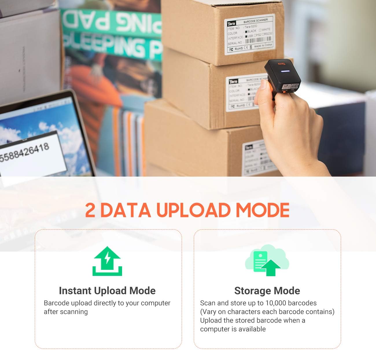 Wireless Ring Barcode Scanner with Bluetooth G4267