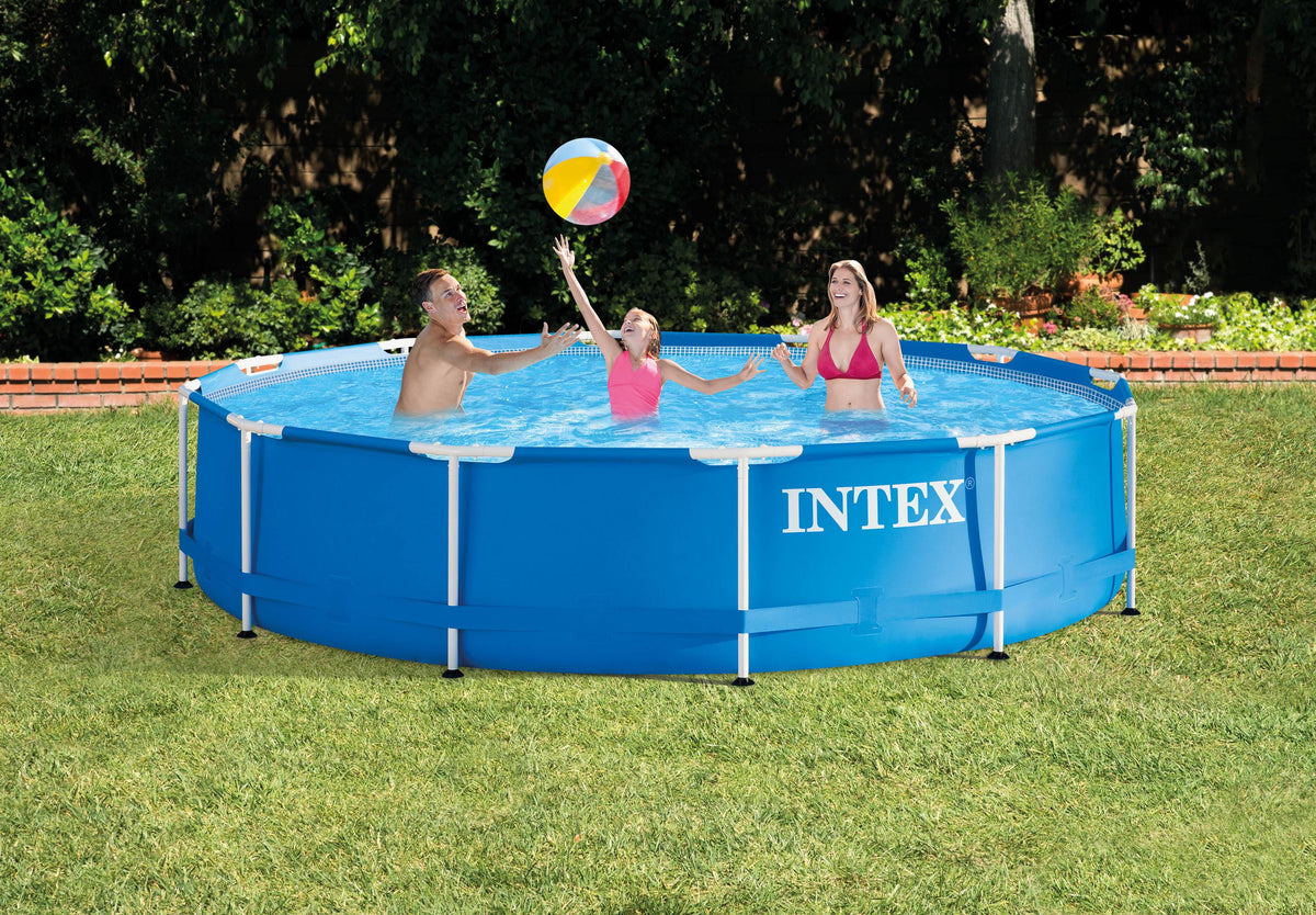 12ft x 30in Metal Frame Round Swimming Pool Set with Pump & Filters X85289
