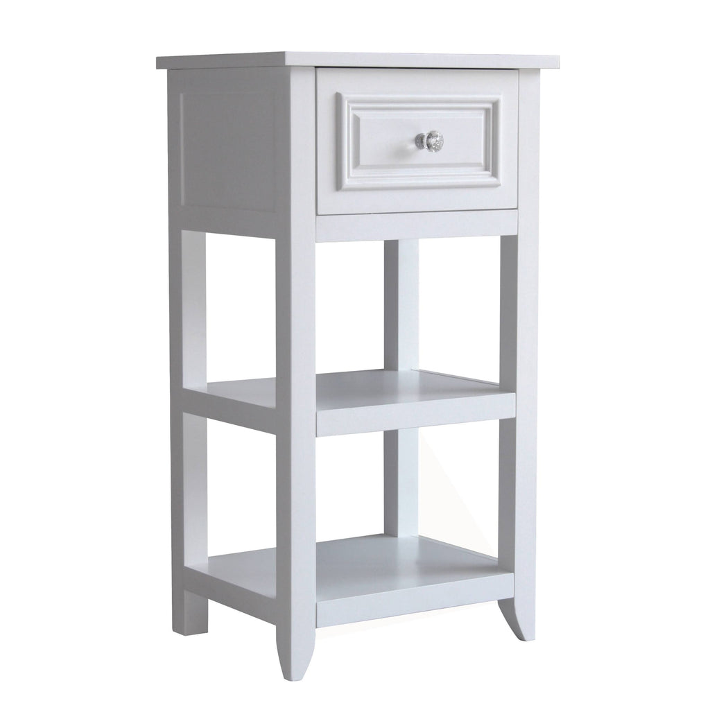 White Floor Cabinet with 1 Drawer and Shelves N182763