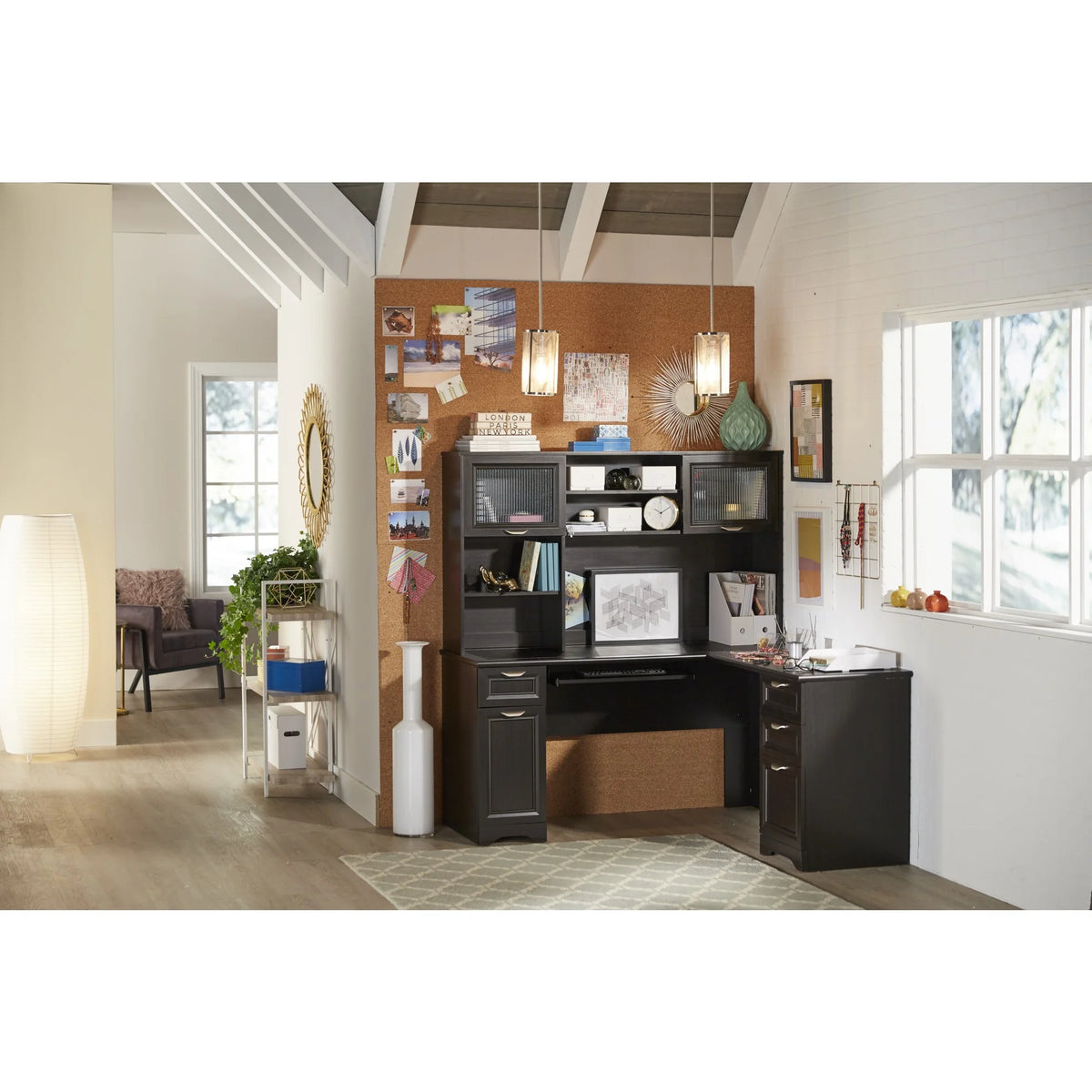 Espresso L-Shape Corner Desk Y40254