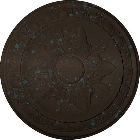 17 3/4x22OD x 1 1/8x22P Hand-Painted Bronze Blue Patina Ceiling Medallion Q535