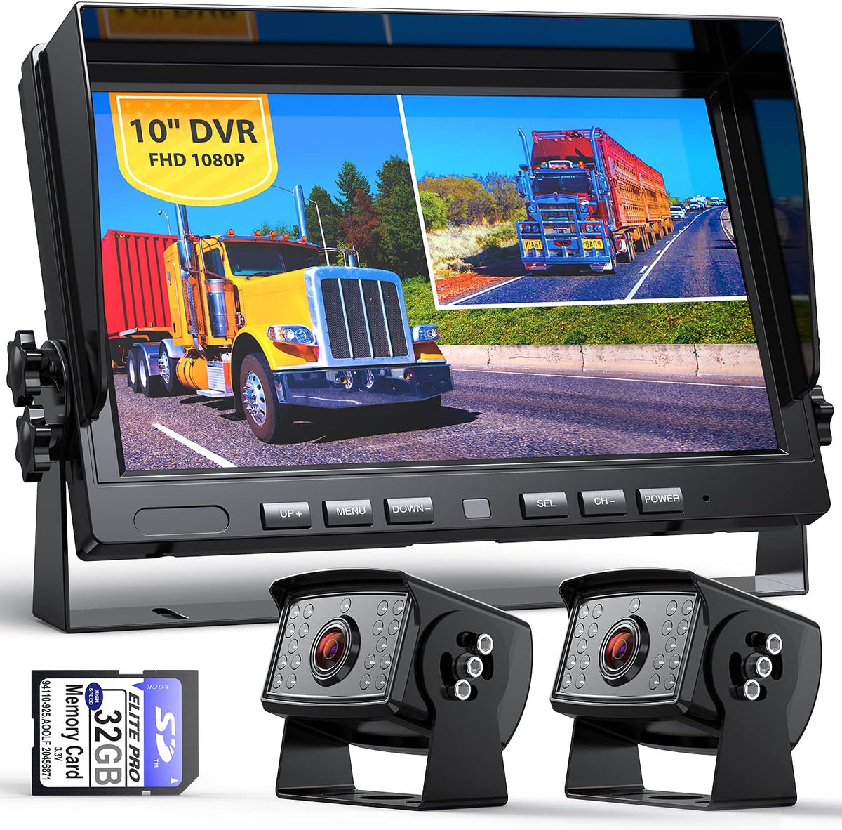 10" Wired 1080P Backup Camera Monitor System Kit with DVR Recording Function A165