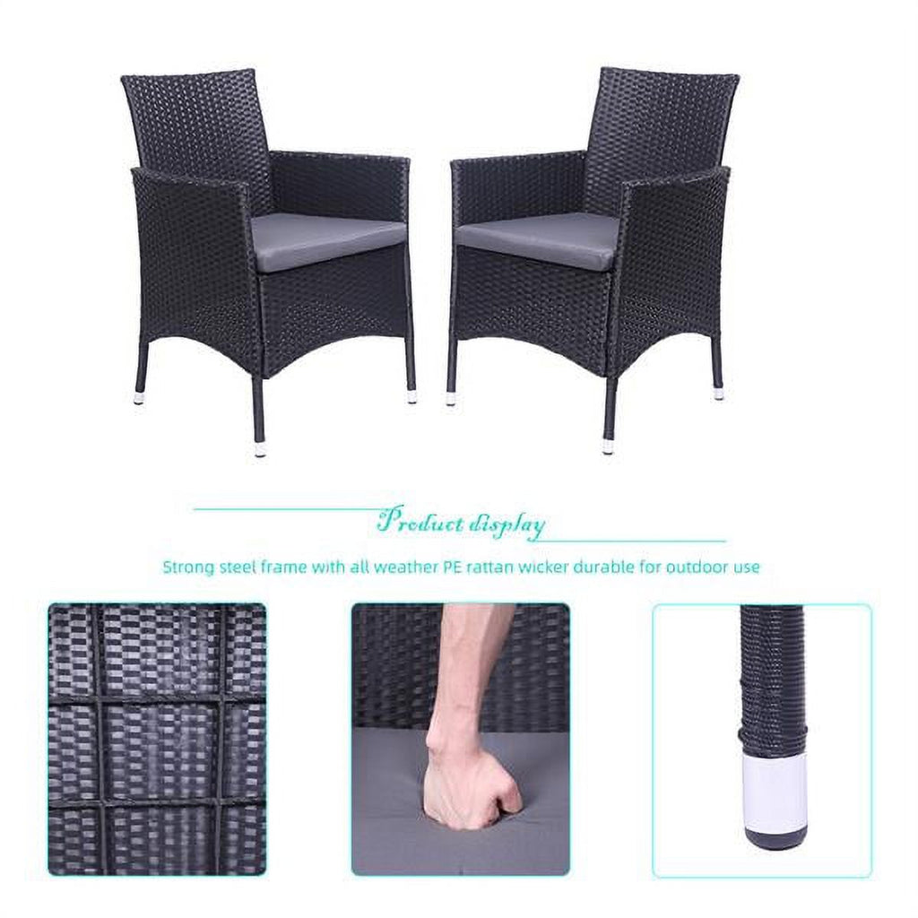 Black Rattan Single Backrest Chairs Outdoor Patio Furniture B921788