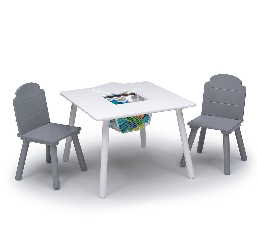 Grey Table and Chair Set with Storage F455