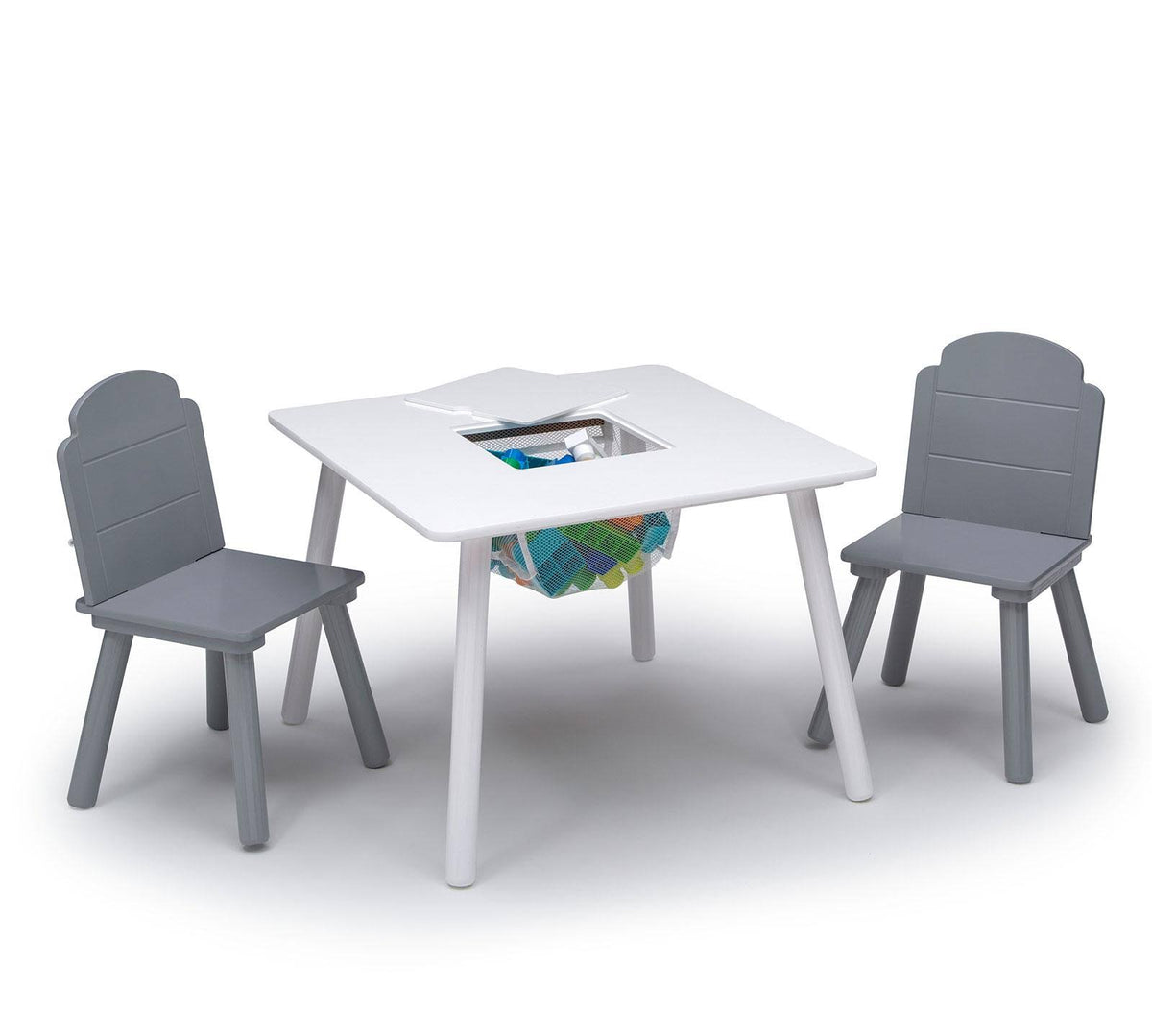 Grey Table and Chair Set with Storage F455
