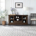 Rustic Modern TV Stand for TVs Up to 70 Inch, Storage Entertainment Center Console with Window Pane Glass Cabinet Doors and Adjustable Shelves O769