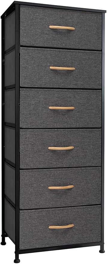 6 Drawers Vertical Dresser Storage Tower with Fabric Bins O9989