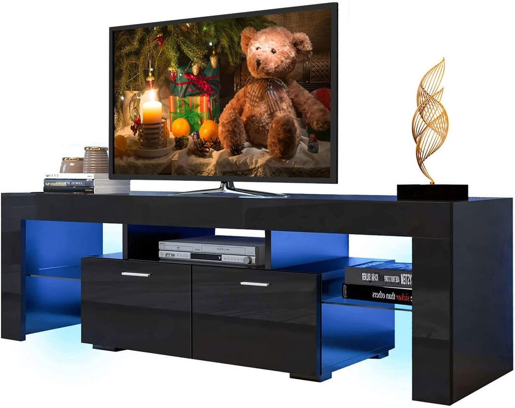 Black LED TV Stand with Storage Cabinet F350