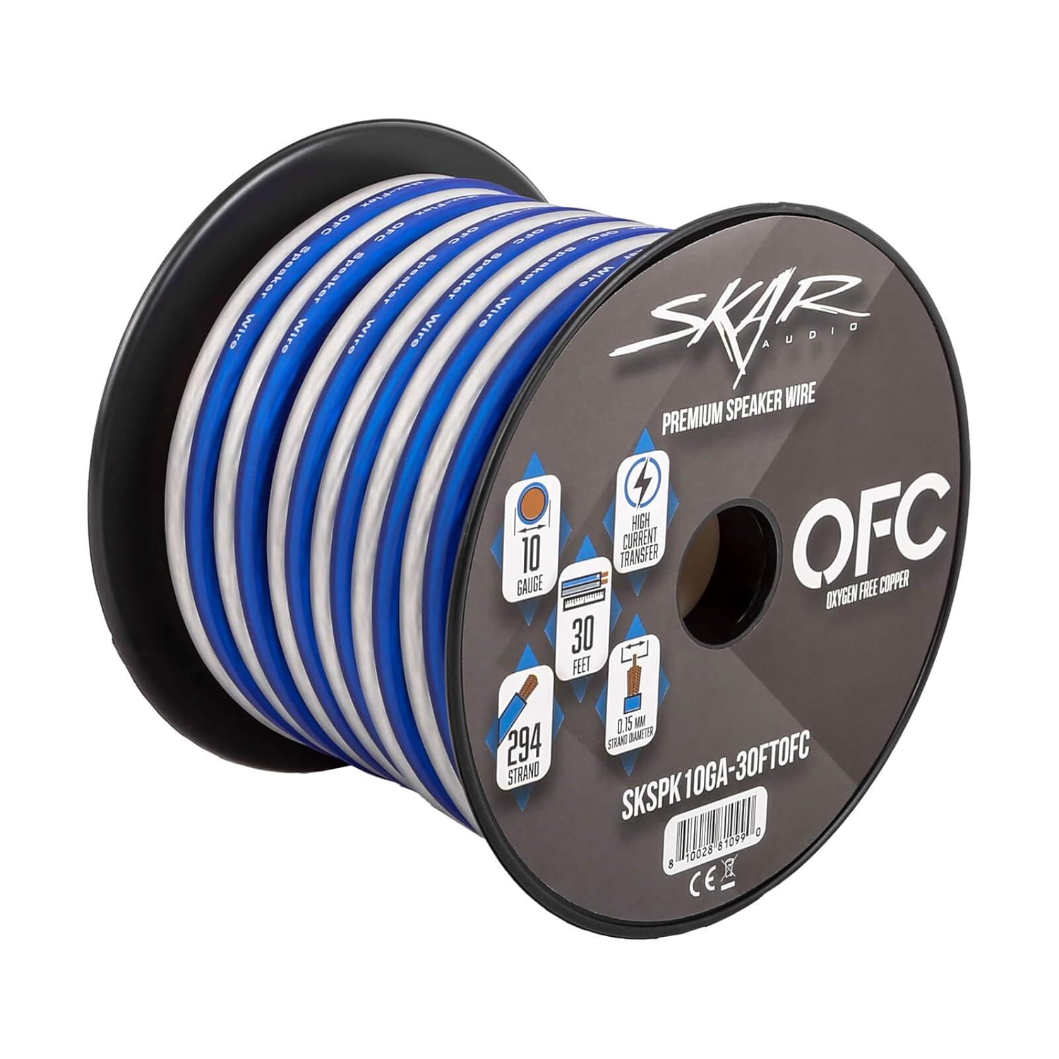 10 Gauge Oxygen-Free Copper Speaker Wire 30 Feet Pack of 2 G2208