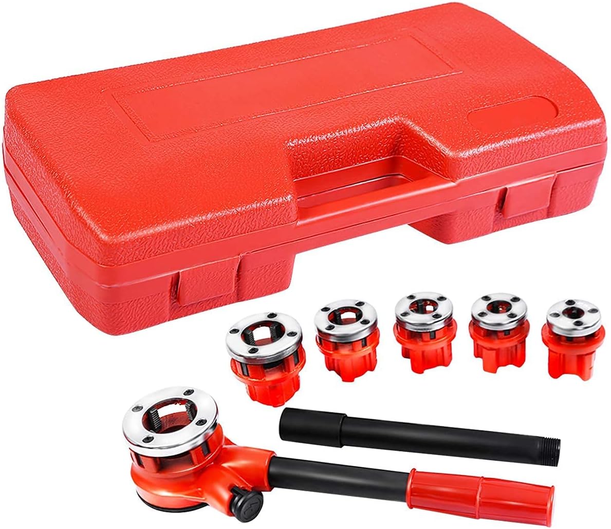 Ratchet Pipe Wrench Threading Tool Set with 6 Dies, Pack of 2 E7445