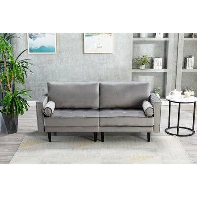 Gray Velvet Square Arm Loveseat G38941