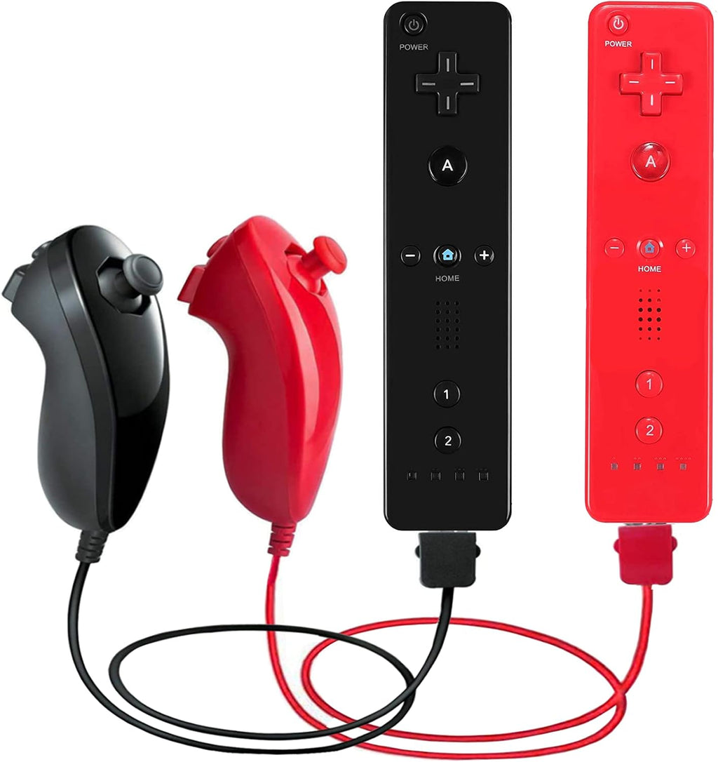 2 Pack Remote Controller and Nunchuck Joystick with Silicone Case and Wrist Strap (Pink and Blue) W1561