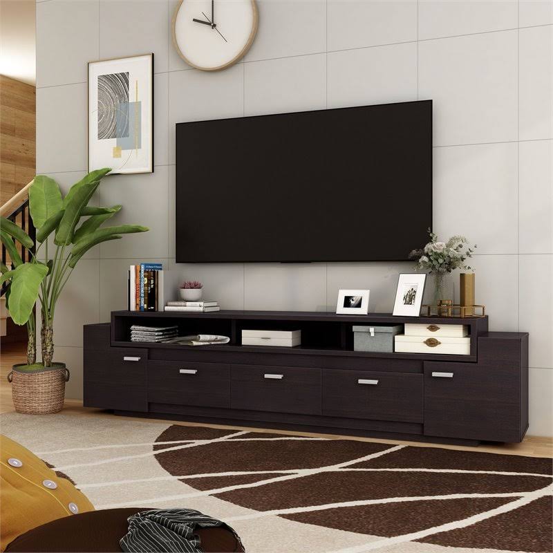 84-Inch Wood TV Stand in Cappuccino O511735