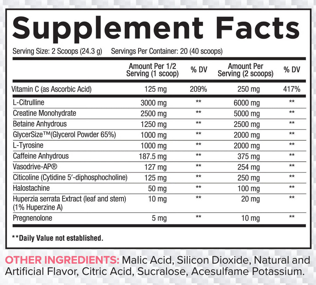 20 Fully Dosed Servings Pre Workout X497018