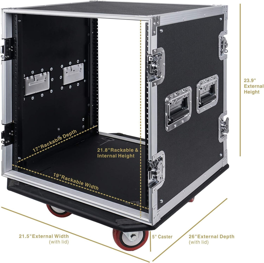 6U PA/DJ Rack Case with 17" Depth Plywood Metal Ball Corners N689466