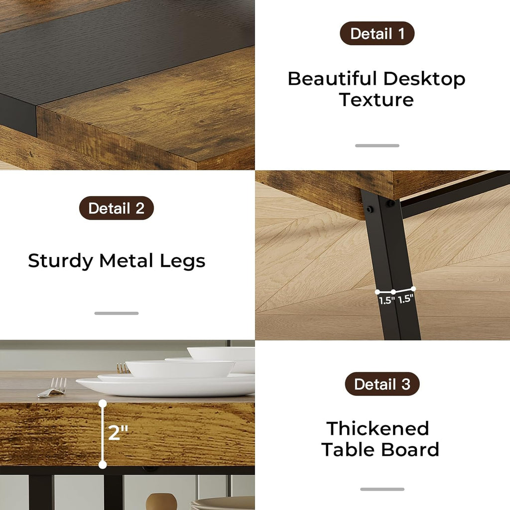 Brown 71-inch Rectangular Metal Frame Dining Table C5369