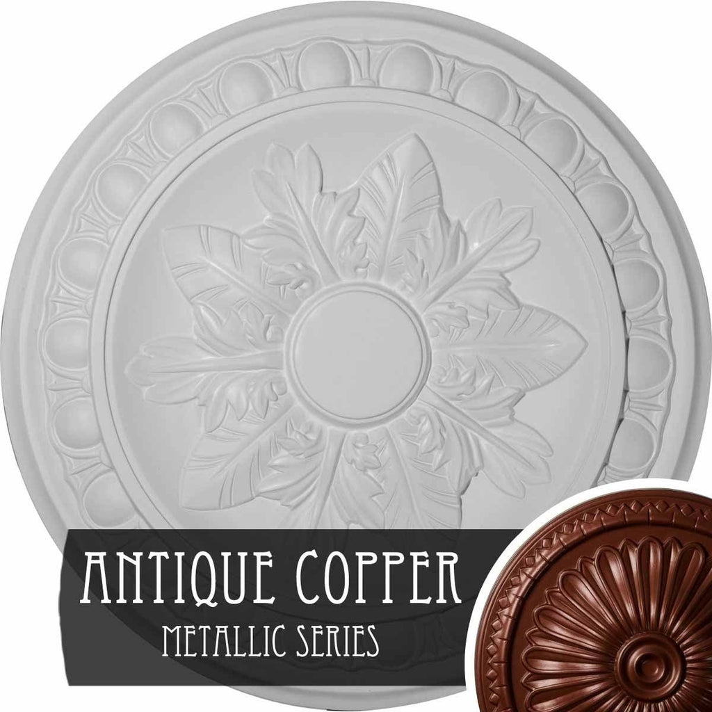 17 3/4x22OD x 1 1/8x22P Hand-Painted Bronze Blue Patina Ceiling Medallion Q535