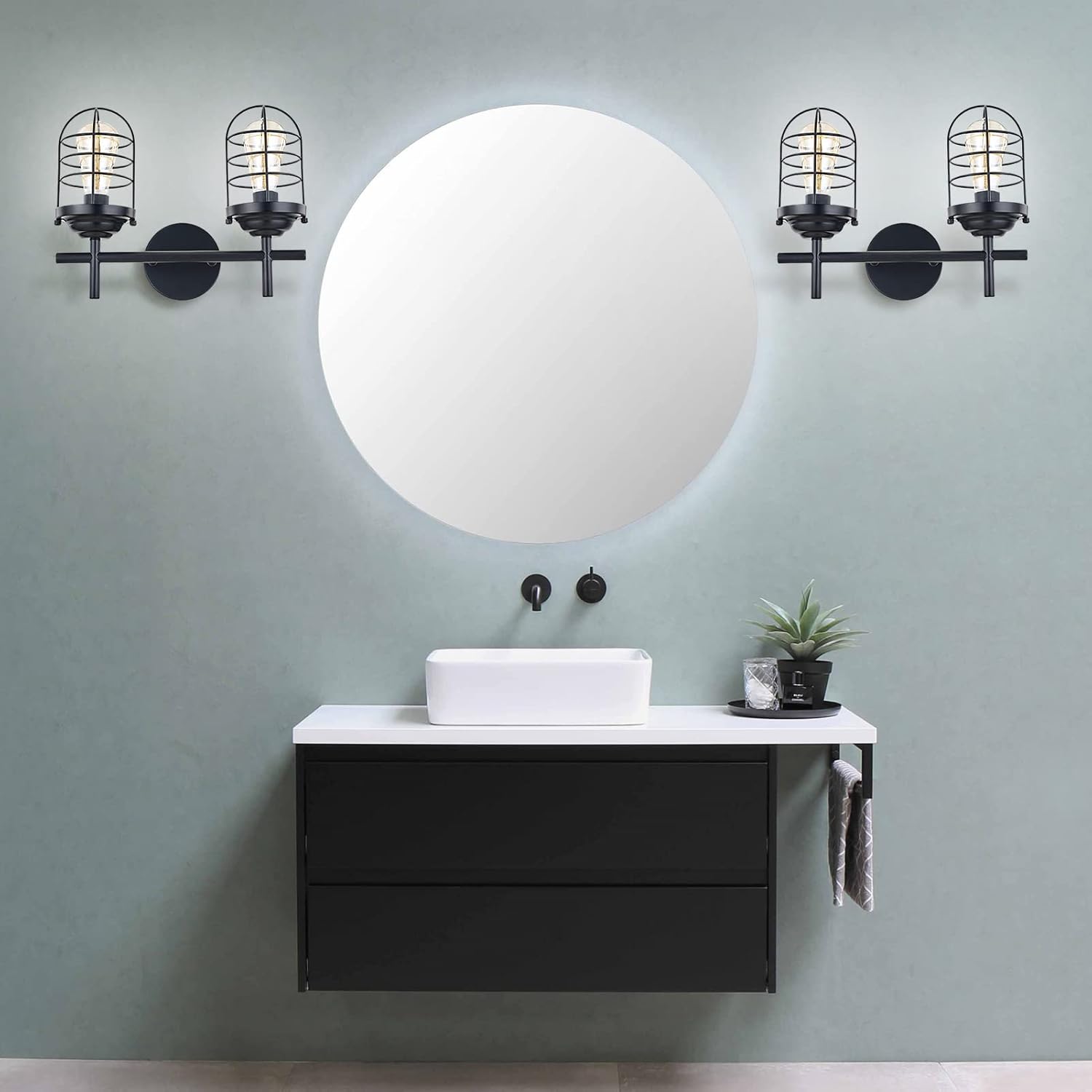 Black Vanity Light Wall Sconce W57478