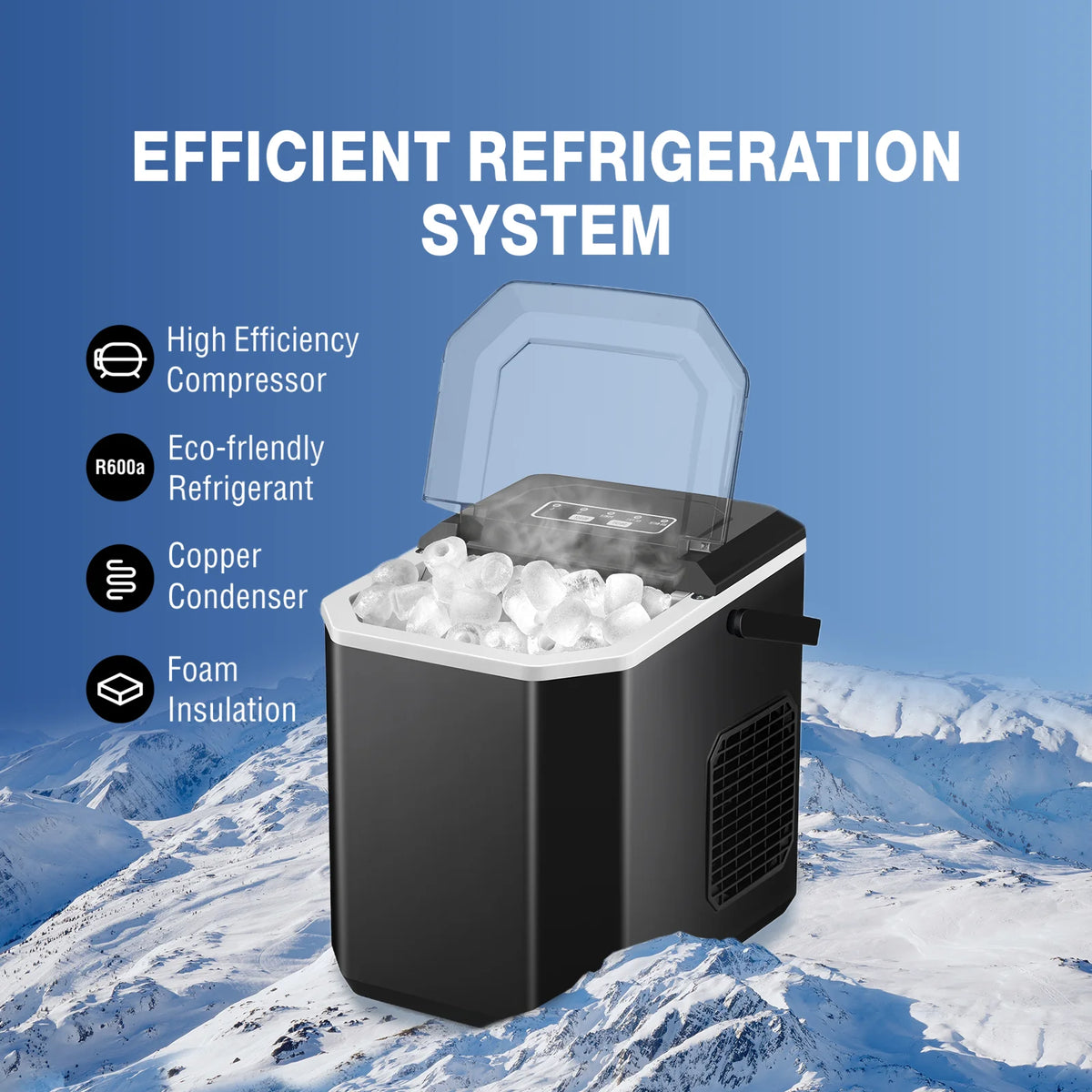 Countertop Ice Maker with Handle, 26Lbs/24H E284254