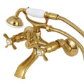 Brushed Brass Clawfoot Tub Faucet with Hand Shower W467458