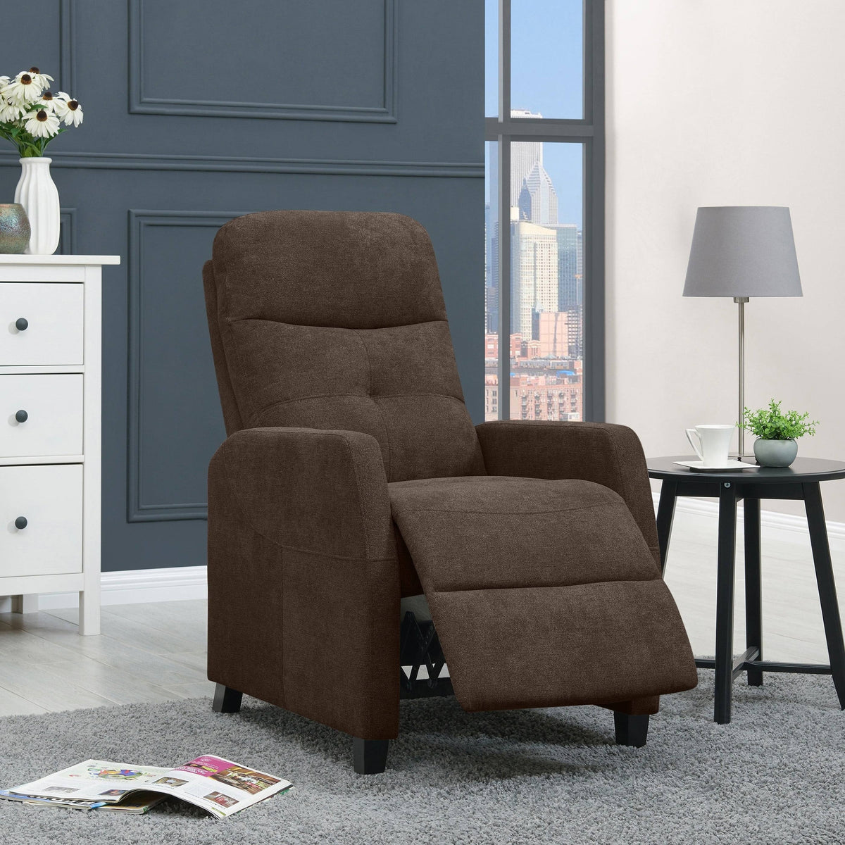 Warm Grey Push-Back Recliner Chair B8412