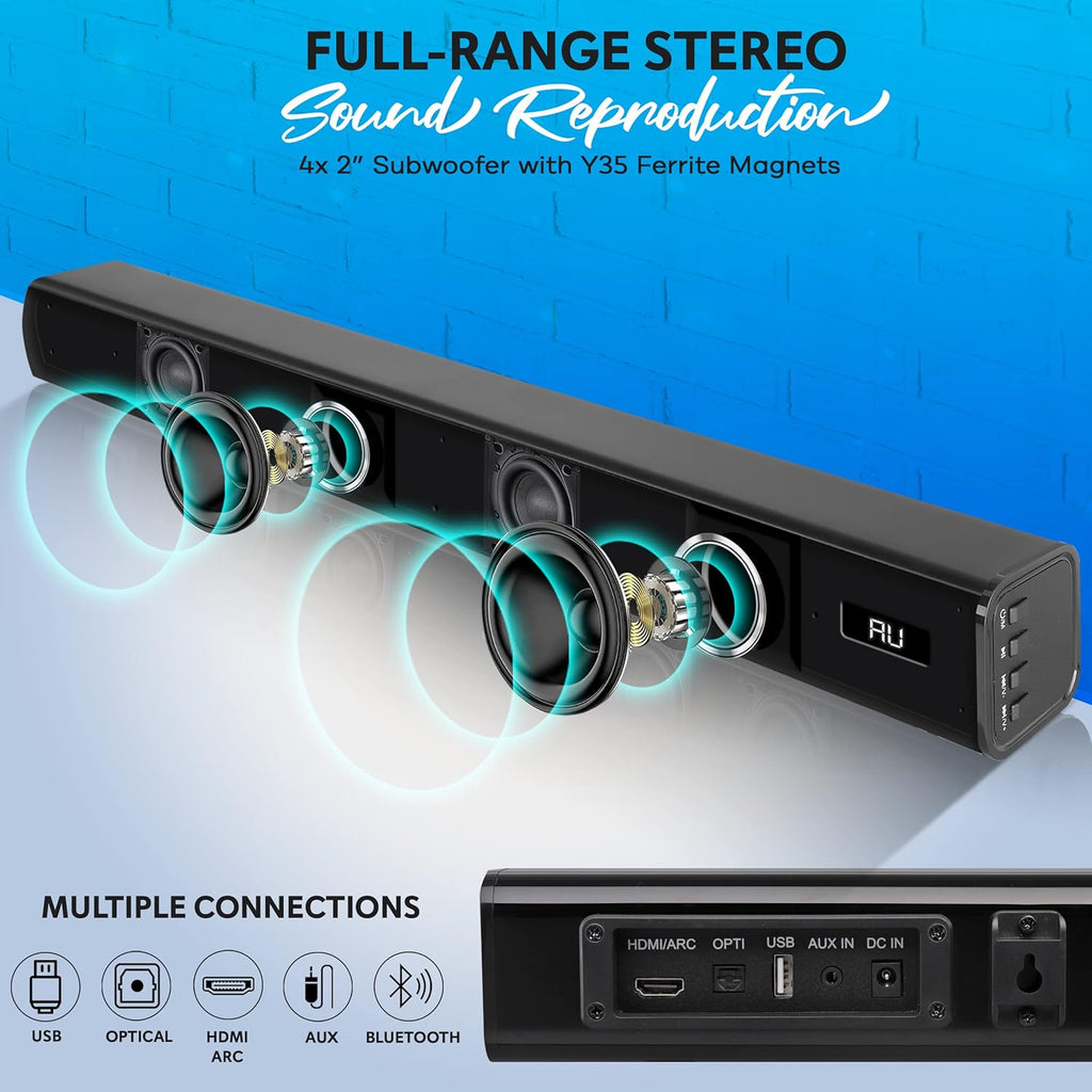TV Speaker Soundbar with Bluetooth, Wall Mountable, 32 with Remote Control H910425