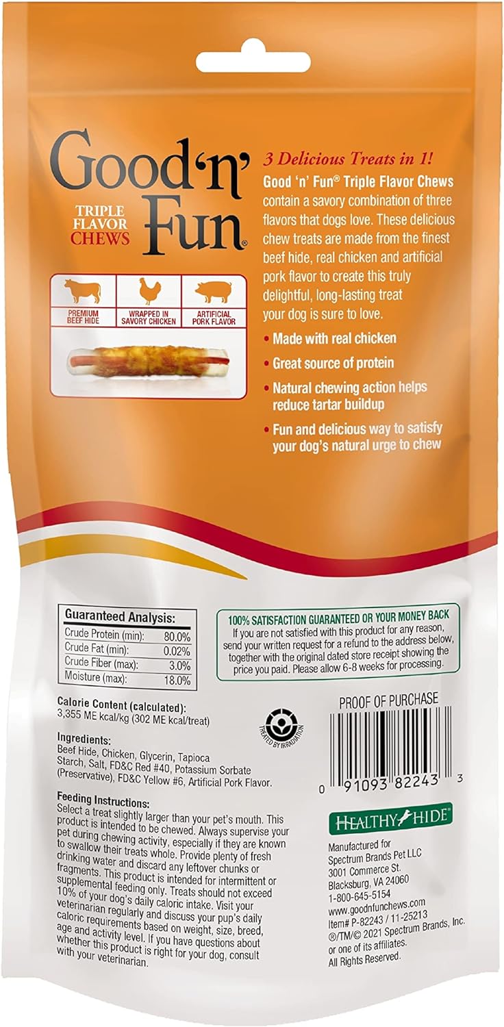 7" Triple Flavor Chews Dog Snack, 2 count, 5.7 oz G2805