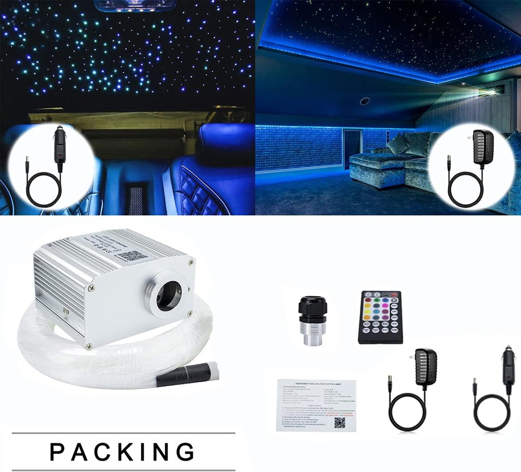 Bluetooth Fiber Optic Star Ceiling Light Kit Mixed 375pcs 9.8ft Strands H6122
