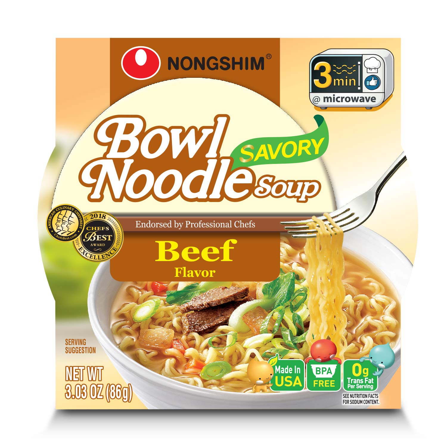 Beef Bowl Noodle Soup, 3.03 Ounce (Pack of 12) N1317