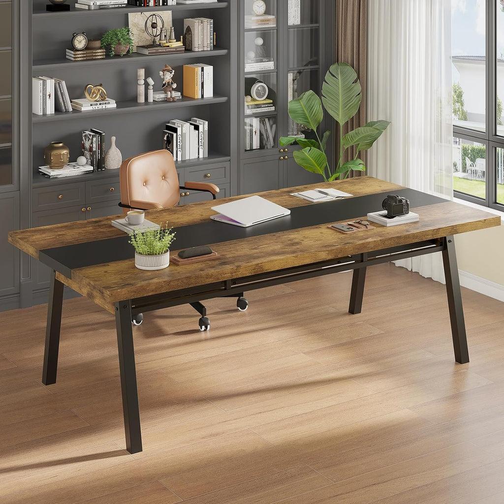 Brown 71-inch Rectangular Metal Frame Dining Table C5369