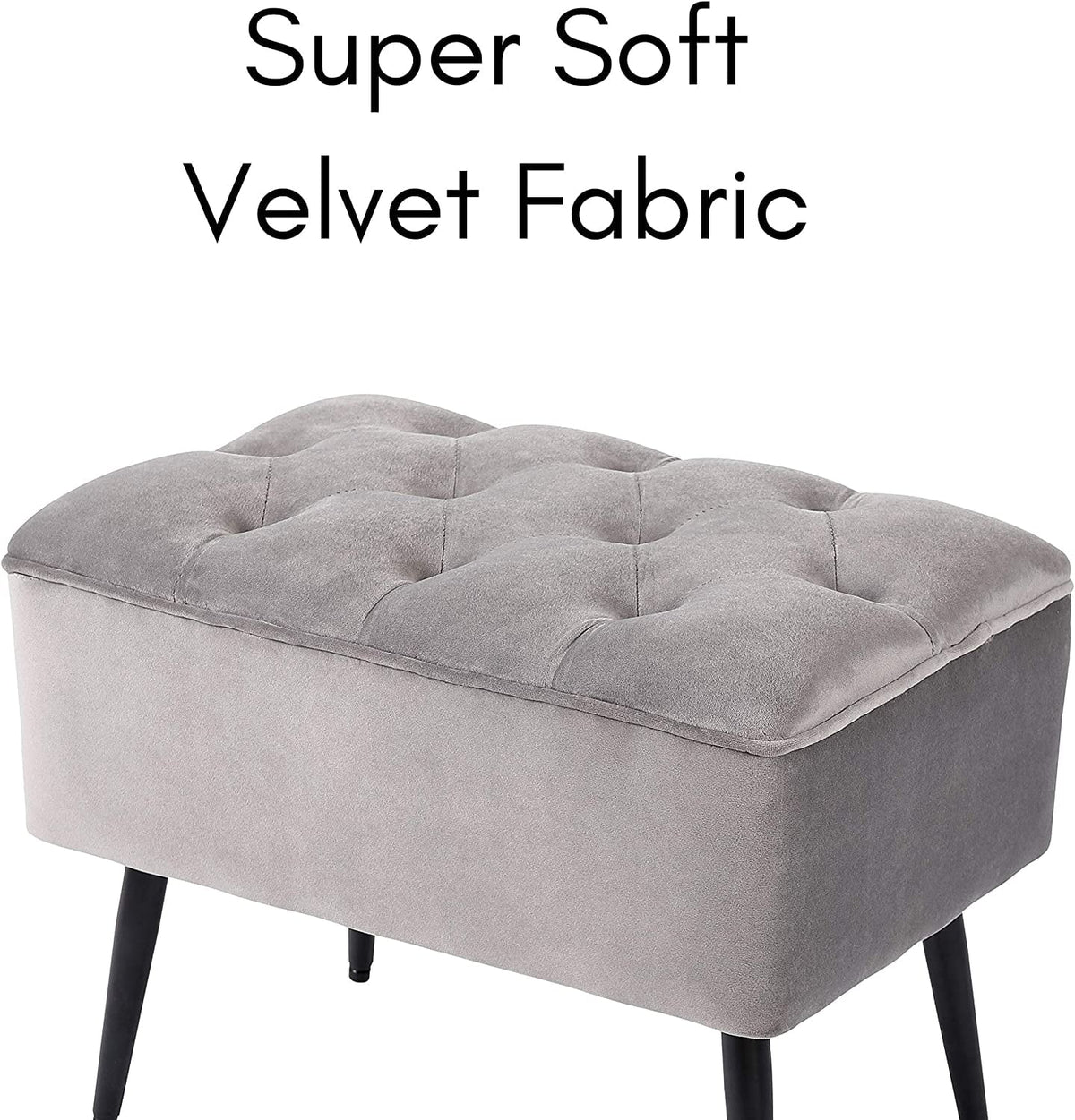 Grey Velvet Ottoman Foot Stool with Steel Legs S12622