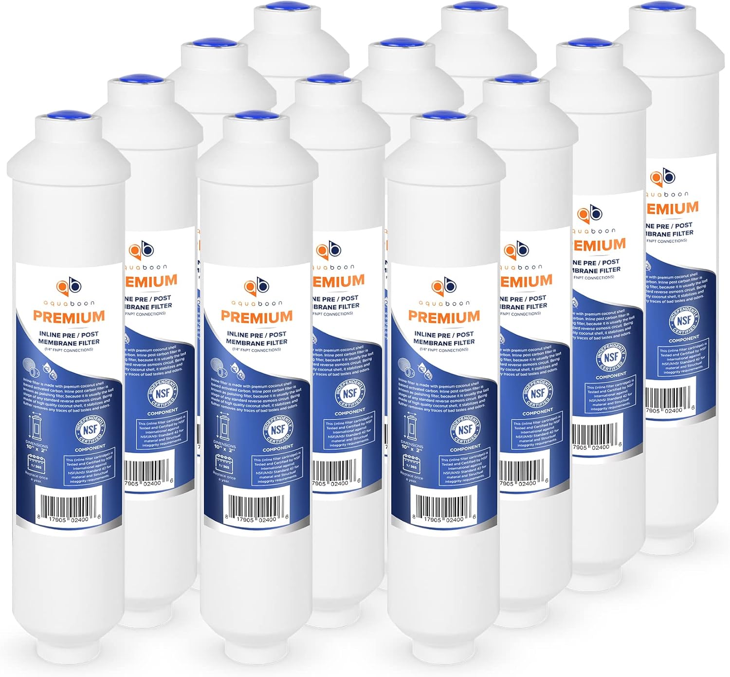 12-Pack Clear Coconut GAC Polishing Water Filter Cartridge for Reverse Osmosis System M11266