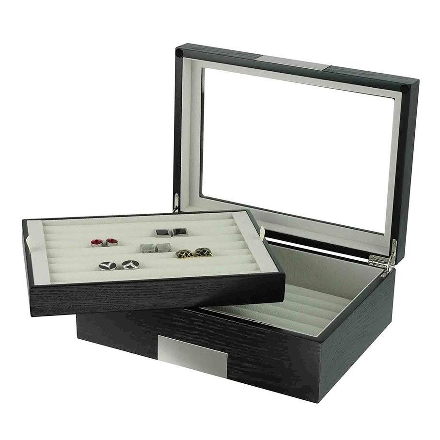 Black Double Layer Cuff Link Case D591810
