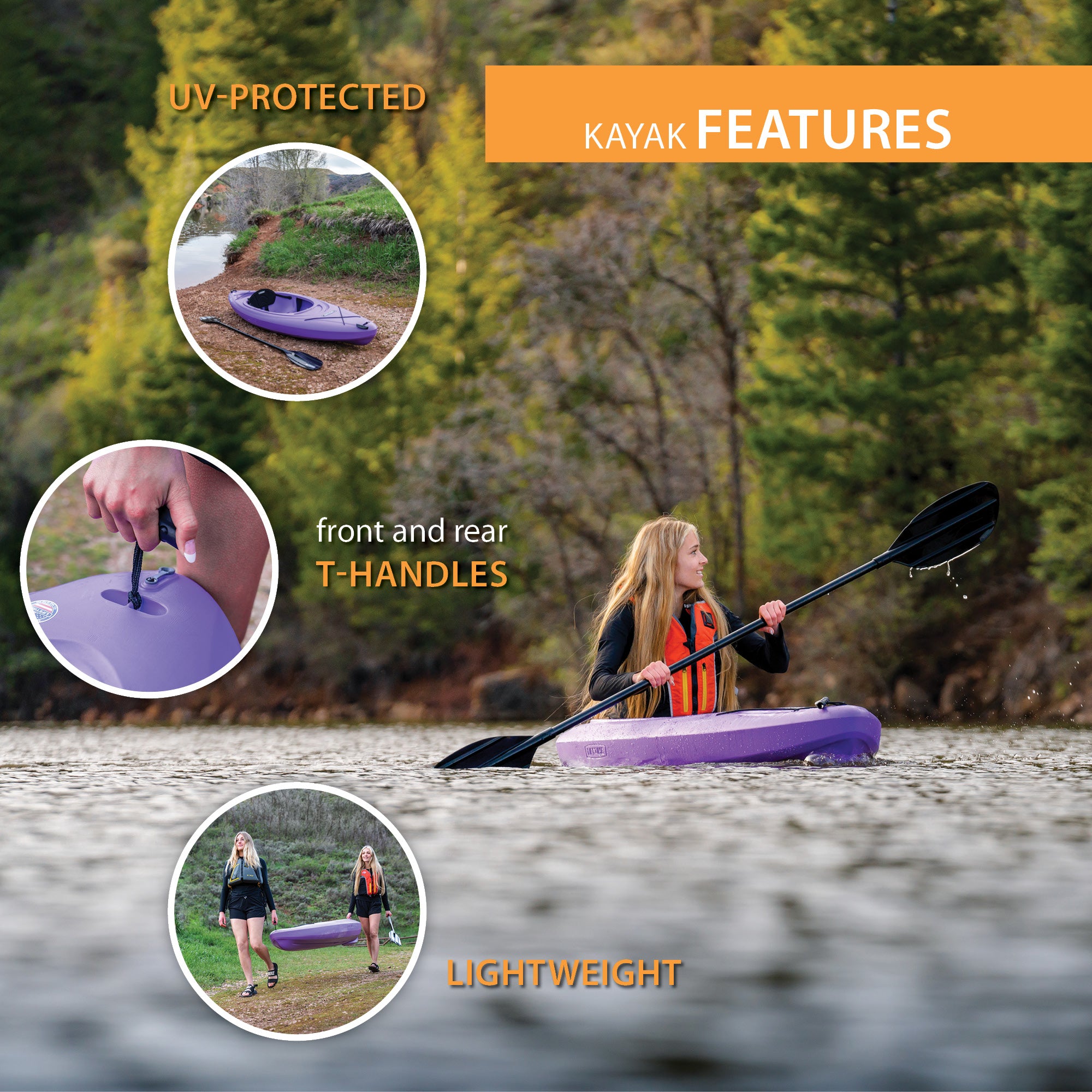 Lavender 8 ft Sit-Inside Kayak U3664
