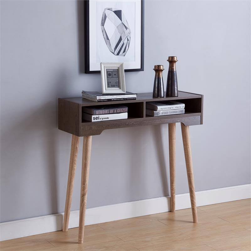 Modern Wood Console Table in Weathered Walnut A416