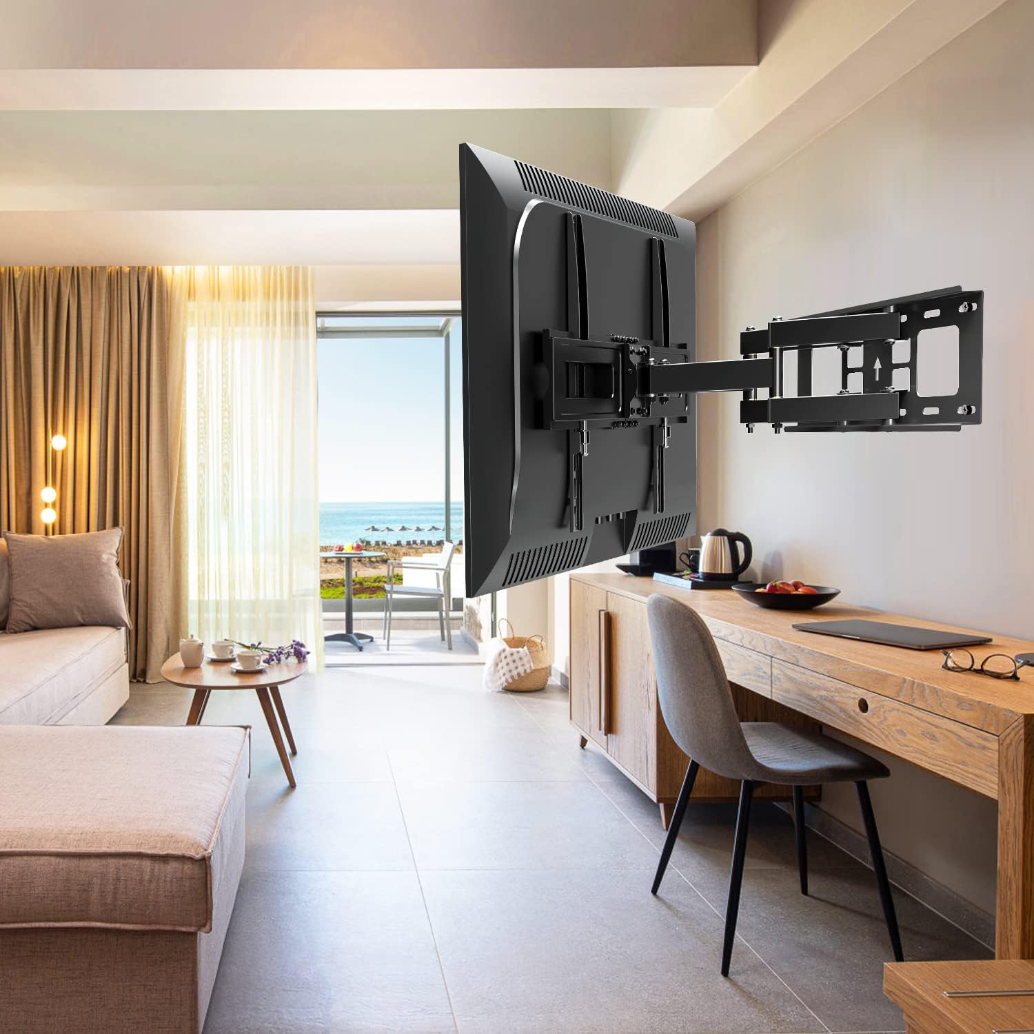 TV Wall Mount Swivel and Tilt Full Motion, Dual Arms, Max VESA 600x400mm, 99 lbs, Pack of 2 O877424