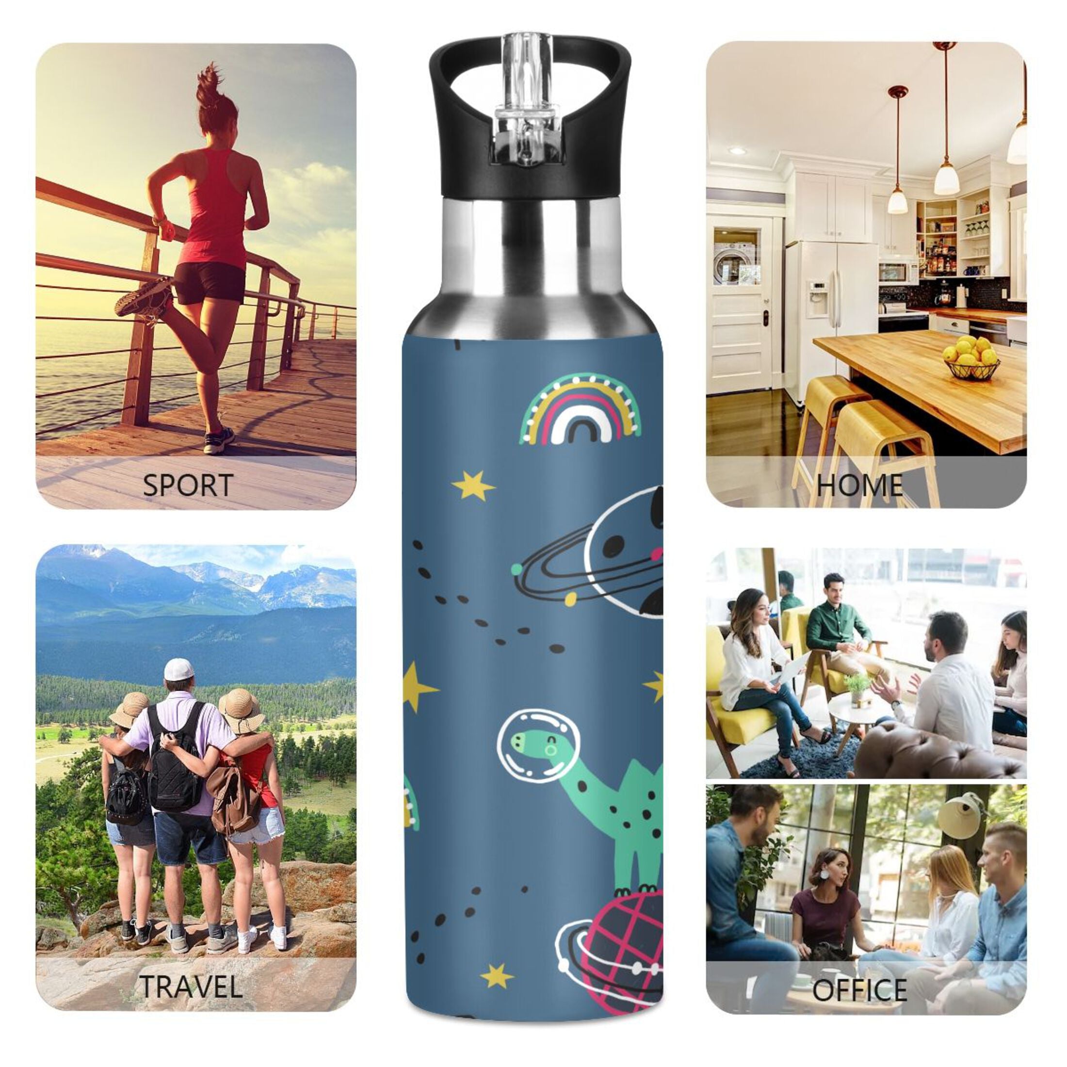 Stainless Steel Insulated Water Bottle with Straw Lid V191713