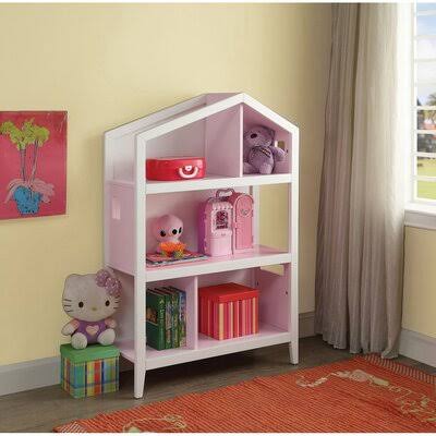 White & Pink Doll Cottage Bookcase O97008