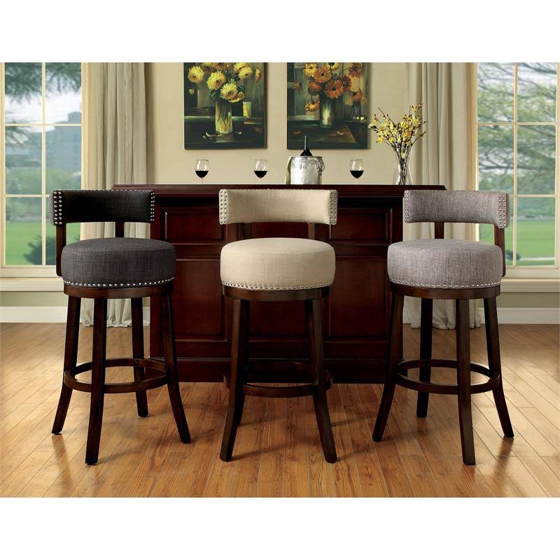 Light Gray Fabric Swivel Bar Stool (Set of 2) K762073
